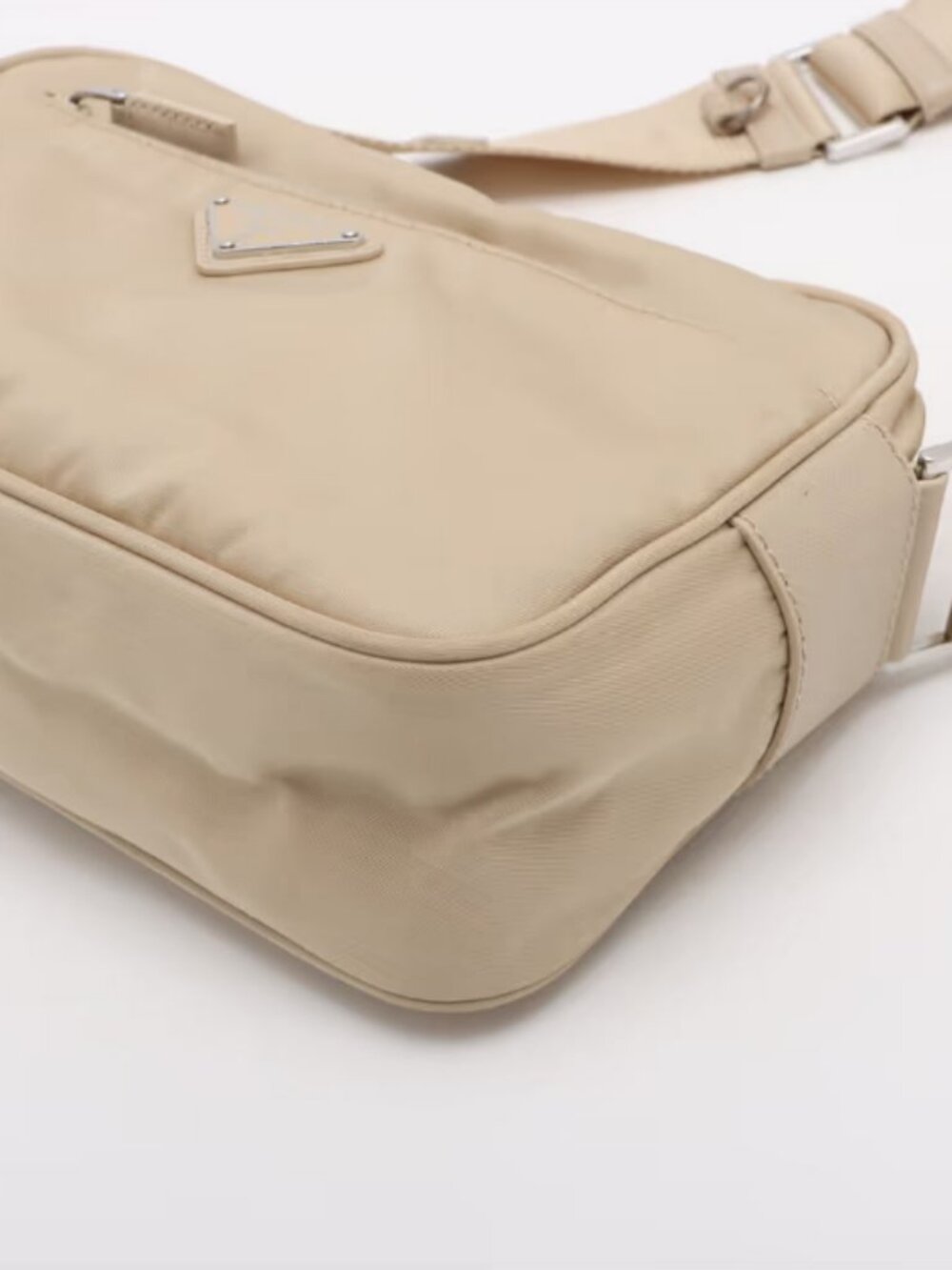 Prada Tessuto Nylon Leather Shoulder Bag Beige - Picture 3 of 13